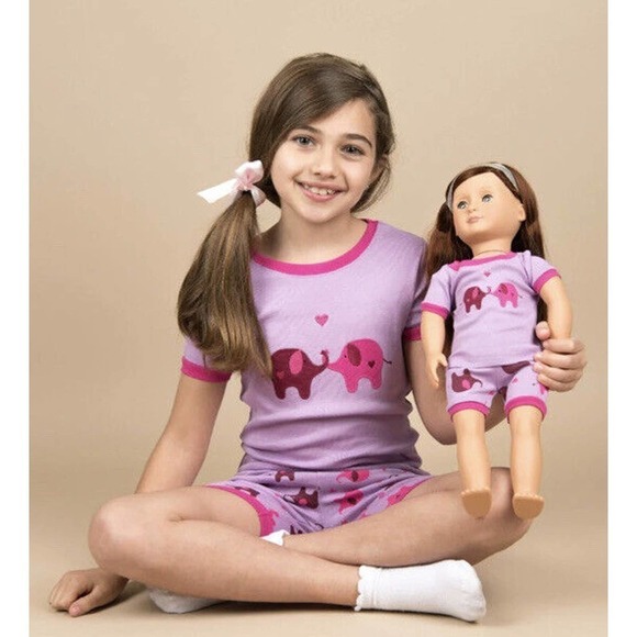 NWT Leveret Elephant Matching Doll Pajama Set Size Small Girls Purple - Picture 1 of 10